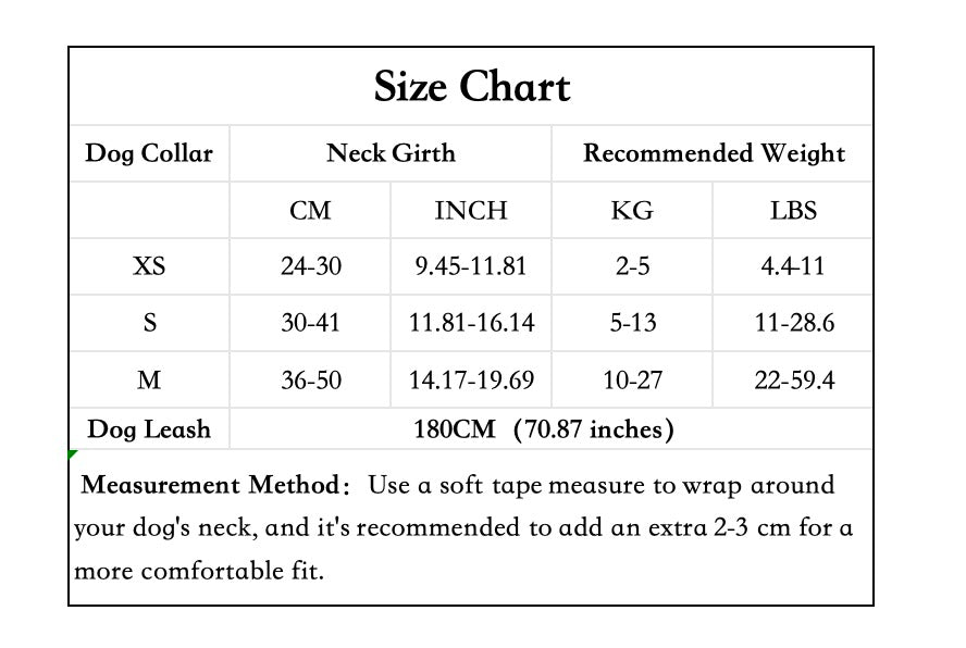 Durable Dog Collar and Leash Set - Lightweight Adjustable Dog Collar with Double Button Design