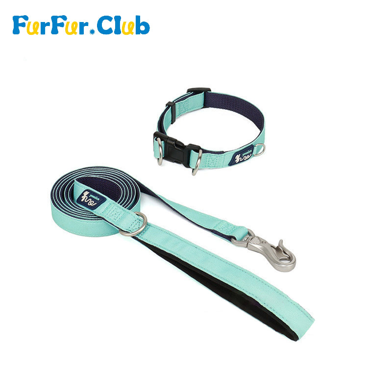 Durable Dog Collar and Leash Set - Lightweight Adjustable Dog Collar with Double Button Design